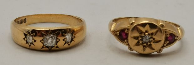 Two 18 carat gold rings