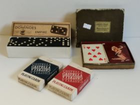 "Empire Dominoes", "Remembrance" playing cards plus x2 Castella playing cards