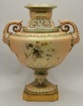 A Royal Worcester blush ivory twin-handled vase