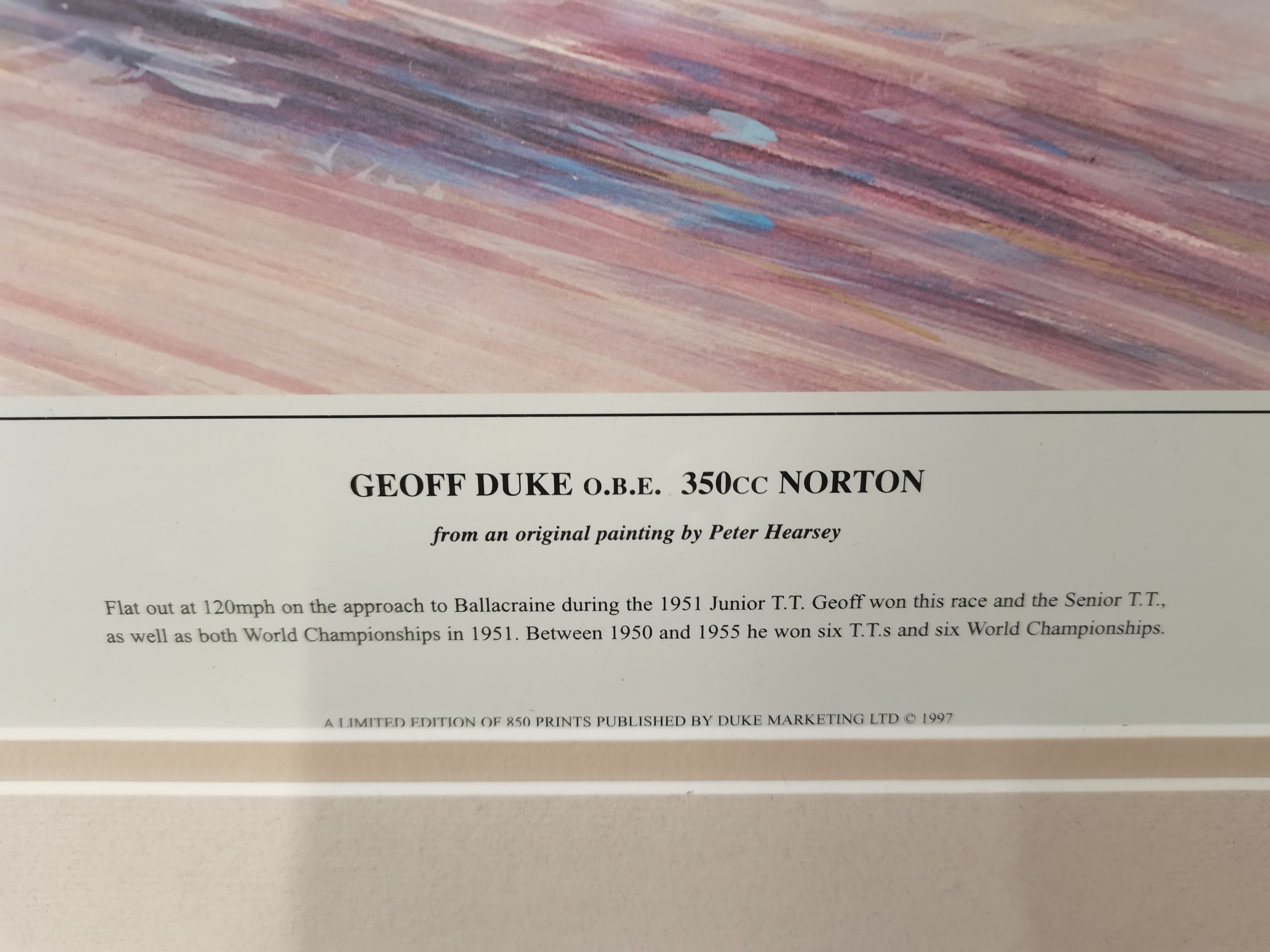 Artists proof of John Dunlop and Geoff Duke signed by artist PETER HEARSEY - Image 3 of 7