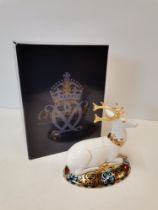 THE WHITE HART Crown Derby paperweight with gold stopper