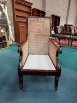 Mahogany Bergère caned library chair