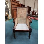 Mahogany Bergère caned library chair