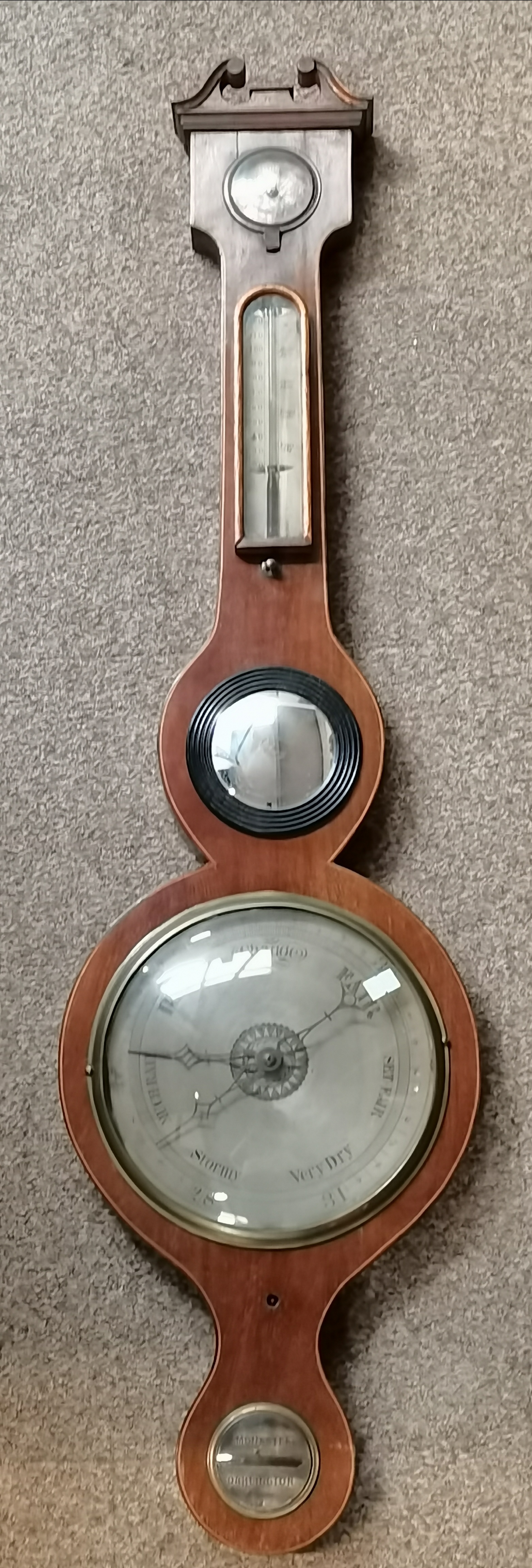 An Antique mahogany banjo barometer MONASTER DARLI