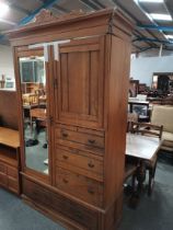 A Victorian satinwood double wardrobe