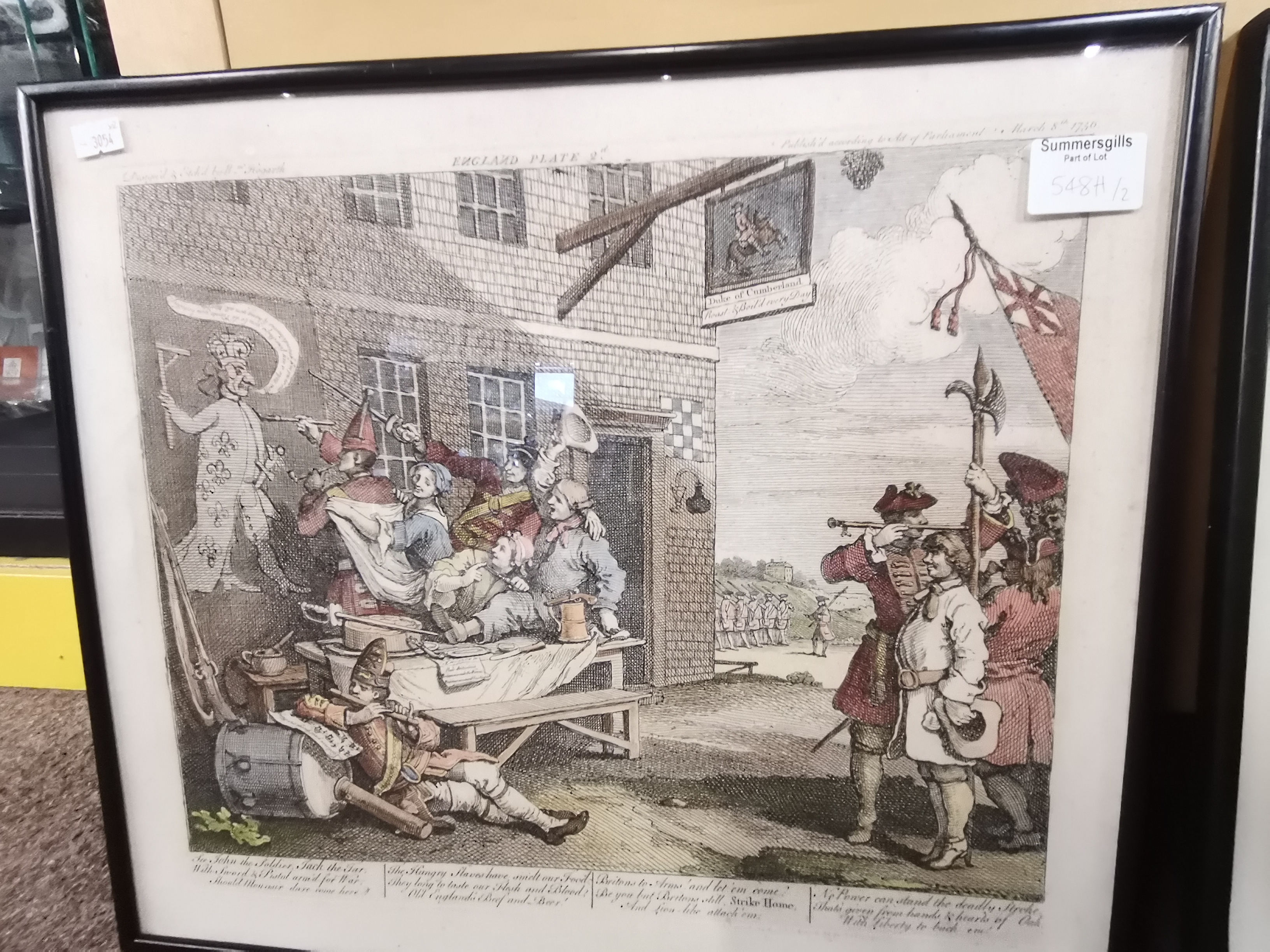 After William Hogarth (1697-1764), 'The Invasion', a pair of hand-coloured engravings - Image 3 of 3