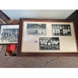 Framed vintage photographs incl Easingwold Grammar school 1949 plus books