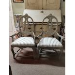 A pair of Swedish Rocco shabby chic style chairs