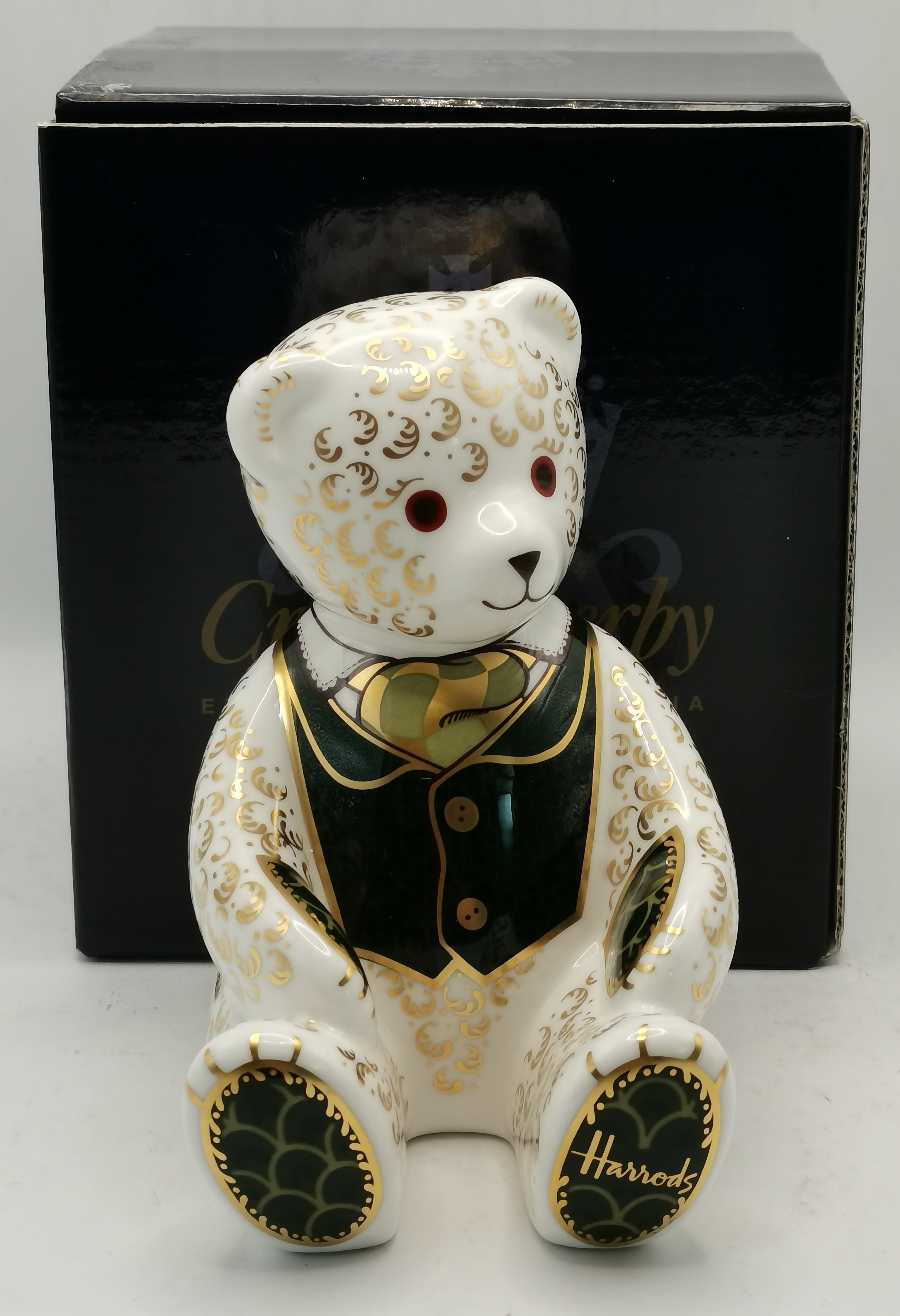 Royal Crown Derby Harrods Teddy Bear Paperweight