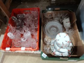 2 x boxes of glassware and Shelley coffee set