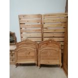 x2 Single Carved pine complete beds (no mattress)