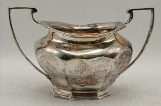 A George V silver twin-handled sugar