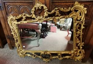 CHIPPENDALE STYLE GILT WALL MIRROR 80CM X 75CM