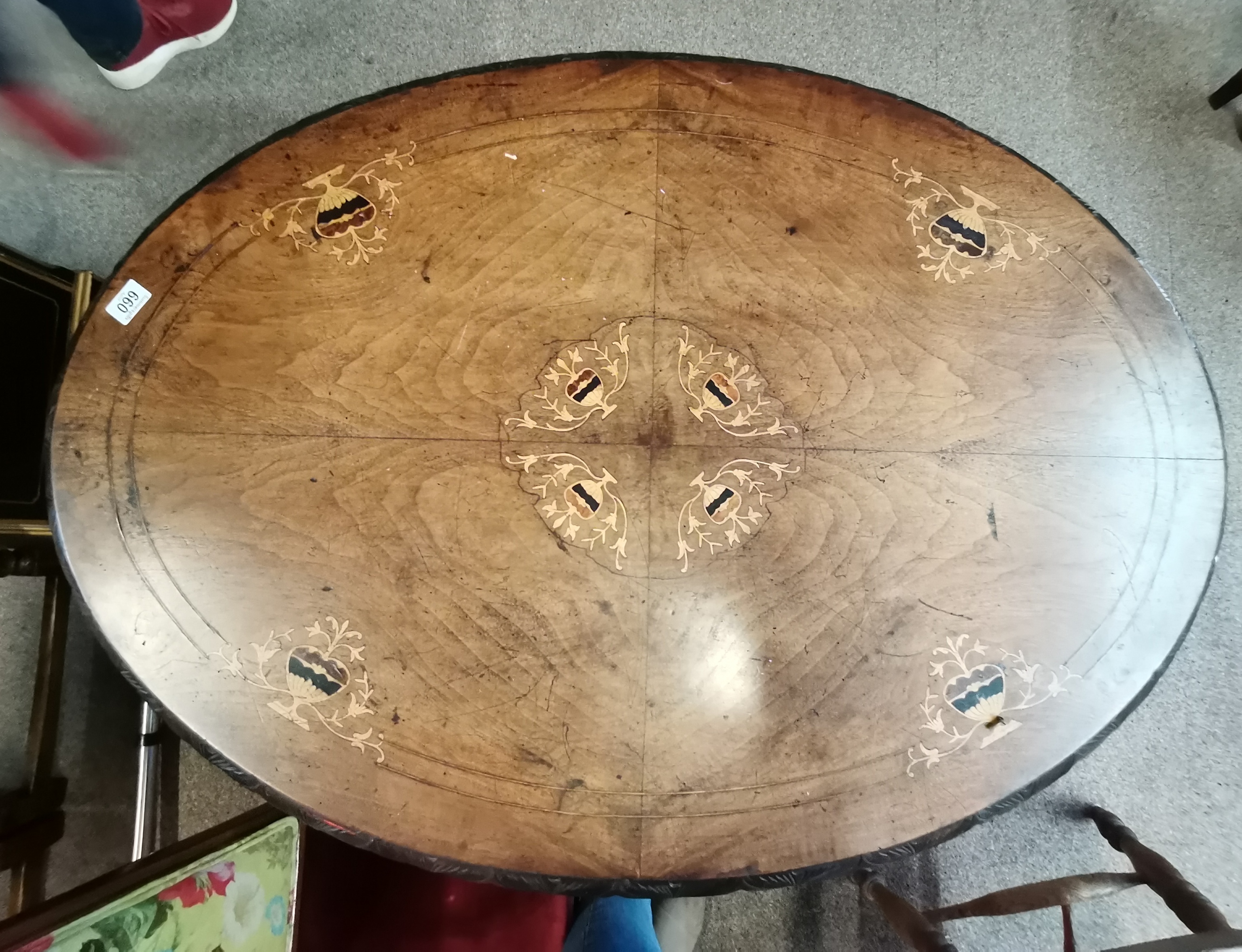 A Victorian walnut with marquetry inlay breakfast - Image 2 of 2