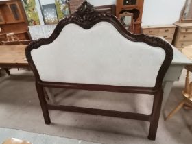 A French style carved mahogany double headboard with cream upholstery W143cm from the shop "AND SO