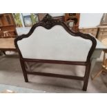 A French style carved mahogany double headboard with cream upholstery W143cm from the shop "AND SO