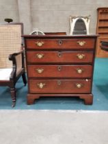 4ht Antique Oak chest of drawers with brass swan neck handles