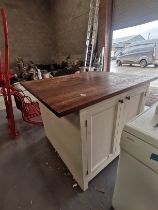 Solid wood bespoke kitchen island in cream