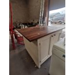 Solid wood bespoke kitchen island in cream