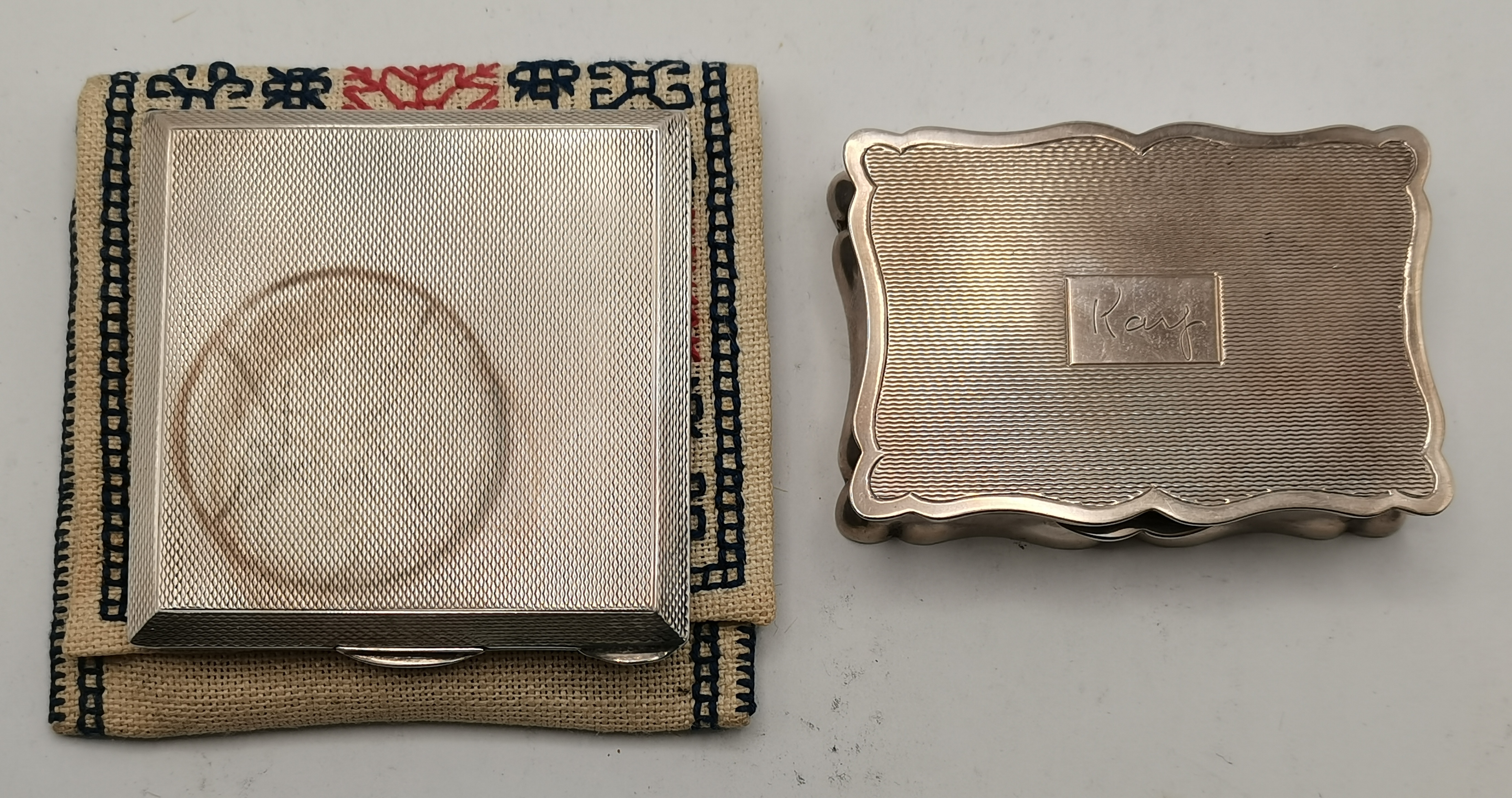 A George VI silver snuff box and compact