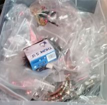 Large box of costume jewellery, cufflinks, key rings etc