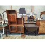 Mid century mahogany and inlaid understairs drinks cabinet with glass shelves