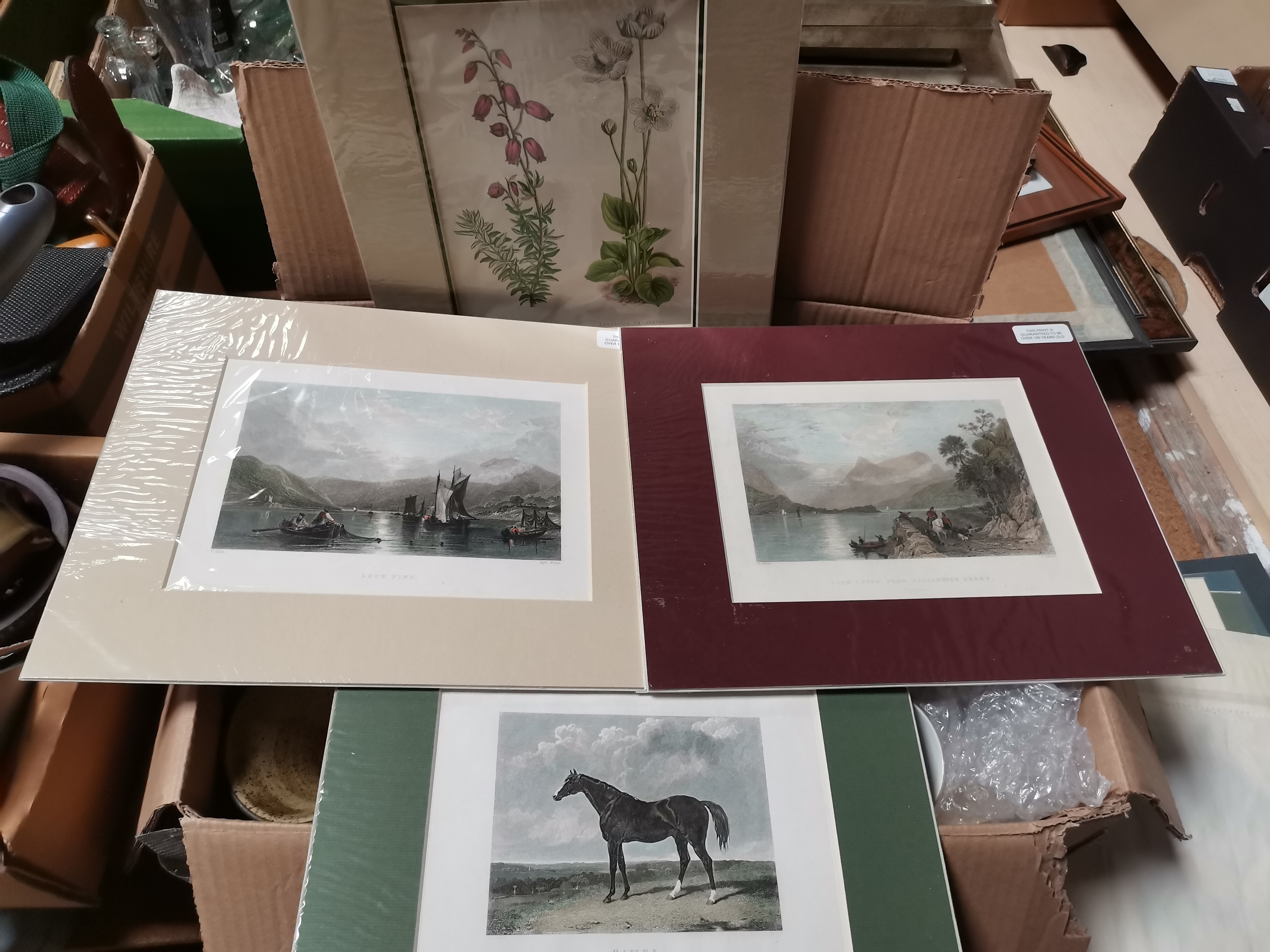 Box of antique prints, watercolours and ceramics - Image 4 of 5