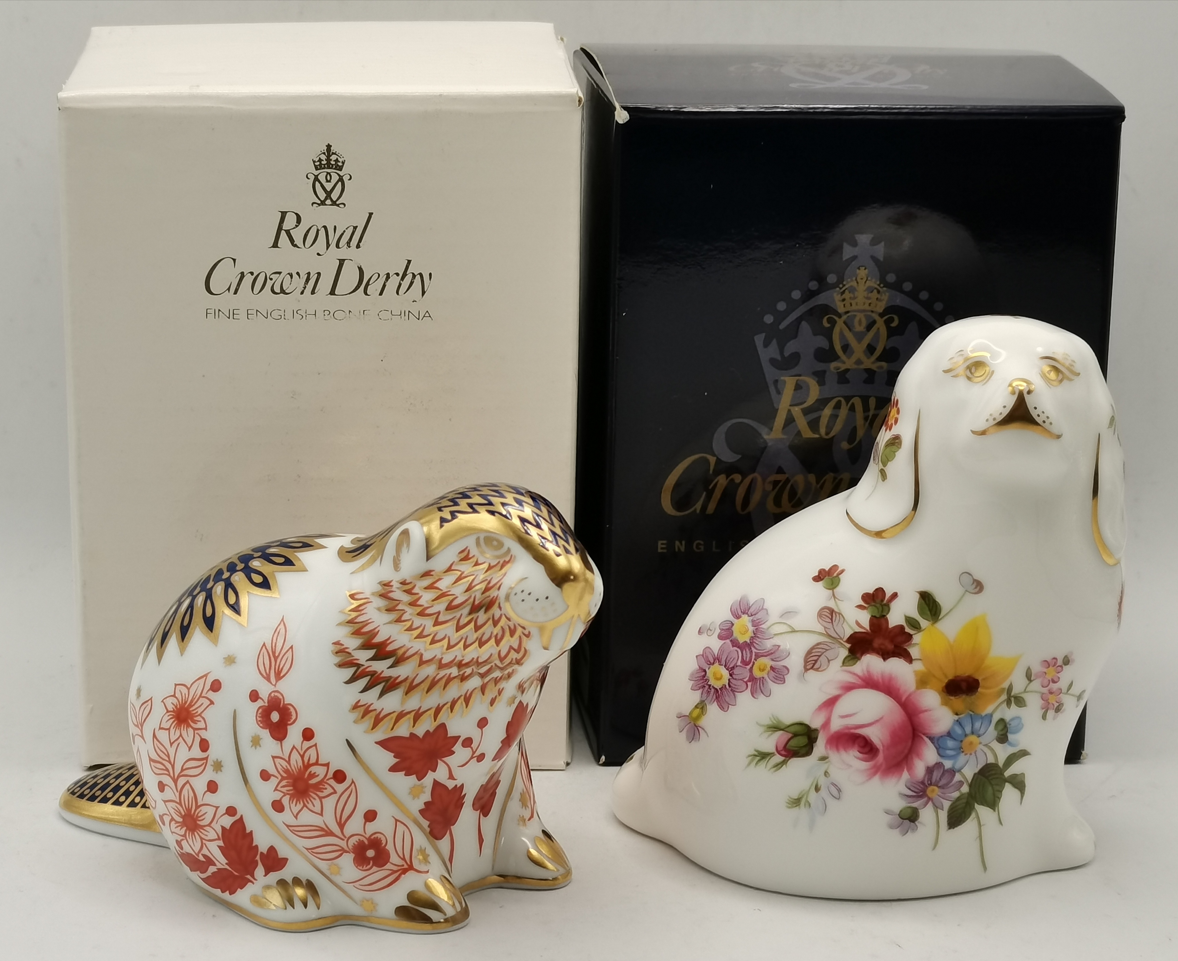 Royal Crown Derby Beaver and Spaniel Paperweight