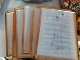 Set of 7 framed and mounted "The Cricketers of Vanity Fair" plus one of jockey