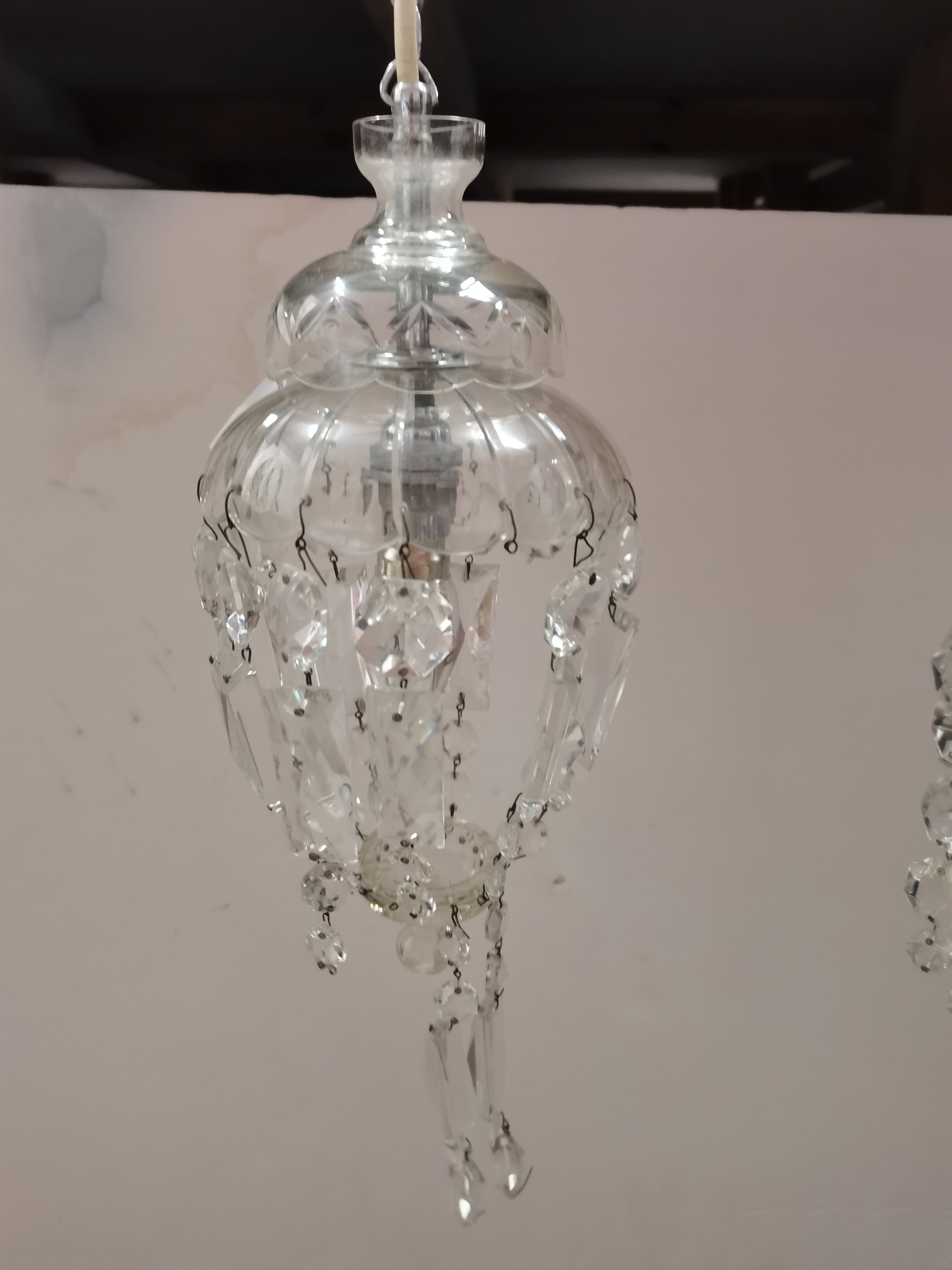 Pair of small glass chandeliers - Image 3 of 4