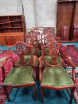 x8 Mahogany Georgian style Shield back dining chairs with Prince of Wales feathers