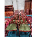 x8 Mahogany Georgian style Shield back dining chairs with Prince of Wales feathers