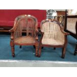 A Pair of Victorian Bergère cane childs chairs