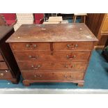 Antique Oak 4ht Chest of Drawers with Brass swan neck handles