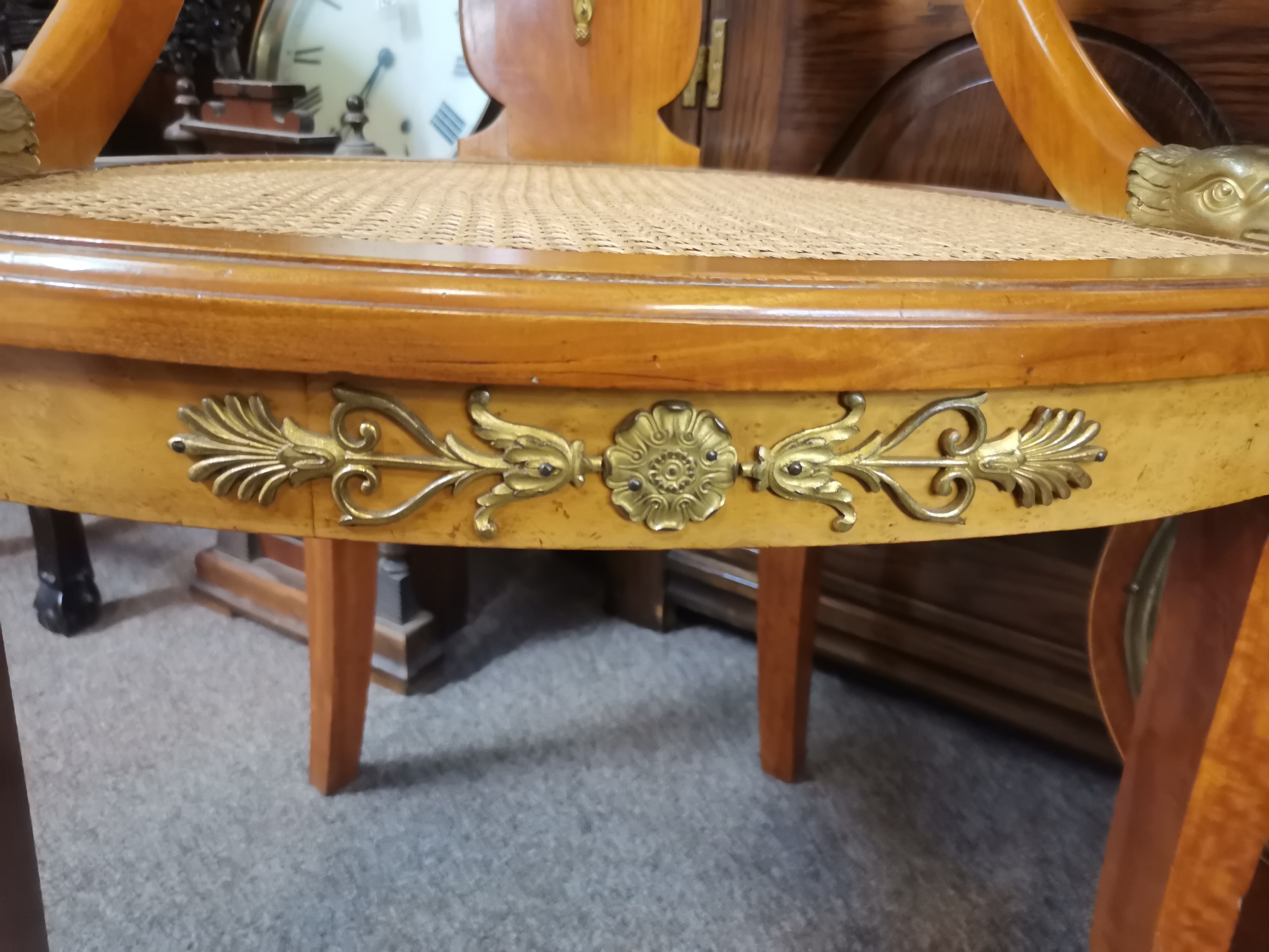 A fine pair of fruitwood and canework hall chairs - Image 6 of 6