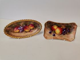 Two Royal Worcester fruit decorated pin dishes, by George Moseley and Alan Telford