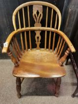 A low back WINDSOR chair with crinoline stretcher