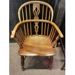 A low back WINDSOR chair with crinoline stretcher