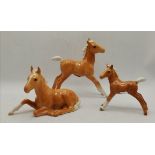 3 x Beswick horses in Palomino colouring