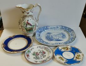 A blue and white 'Italian Lakes' meat platter by J & MP Bell & Co, Glasgow; etc.