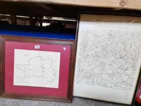 x2 Framed antique maps of Thirsk area and Bedale and Masham area