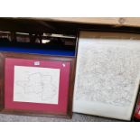 x2 Framed antique maps of Thirsk area and Bedale and Masham area