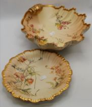 A Royal Worcester blush ivory shell dish and plate