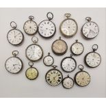 A collection of silver-cased and silver-plated pocket watches