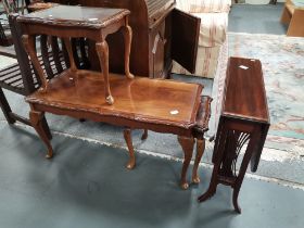 A mahogany nest of tables plus an Edwardian inlaid mahogany side table