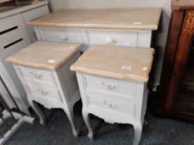 A pair of modern painted grey bedside cabinets plu