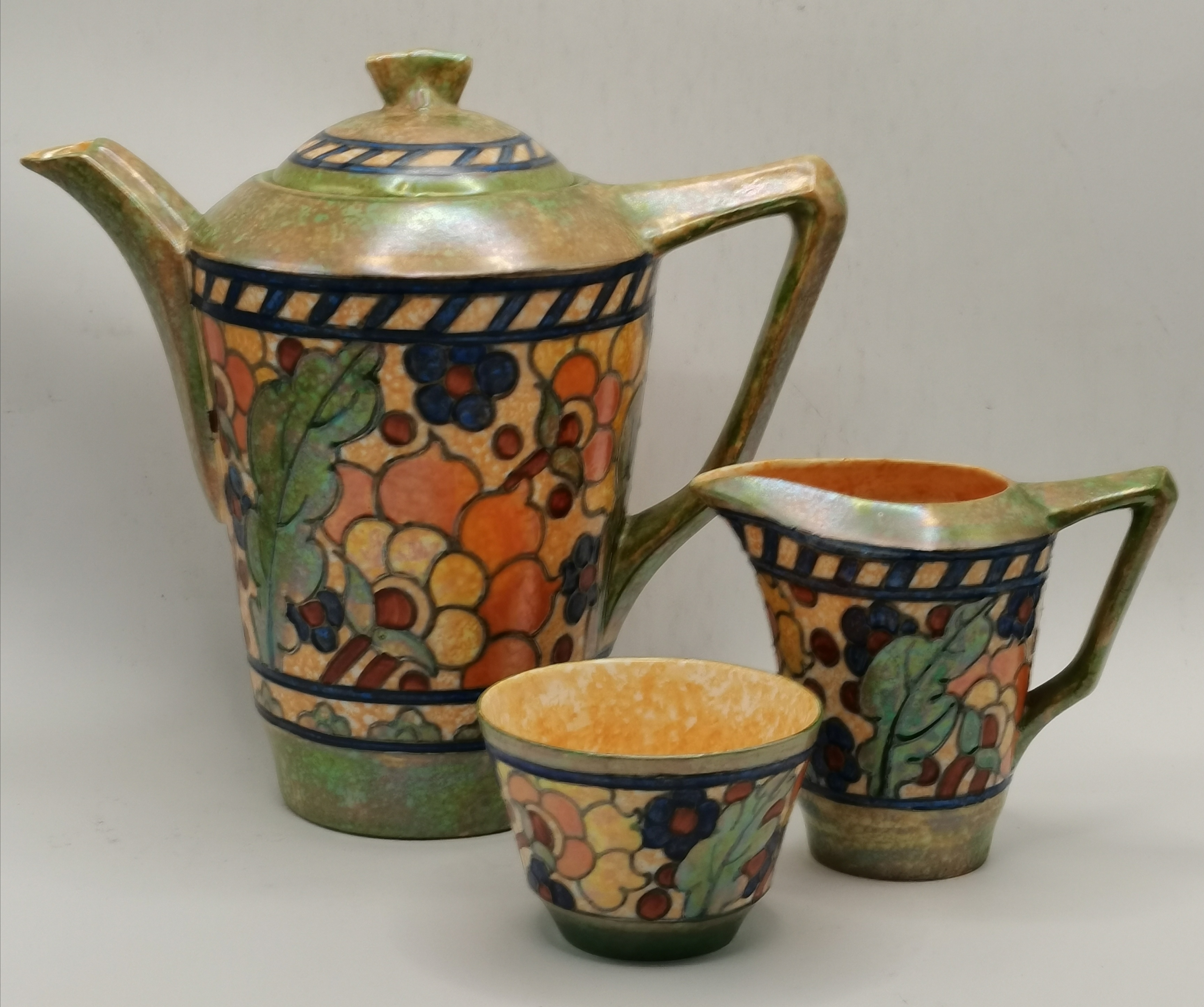 Charlotte Rhead for Crown Ducal, a coffee set, c.1930s - Image 2 of 4