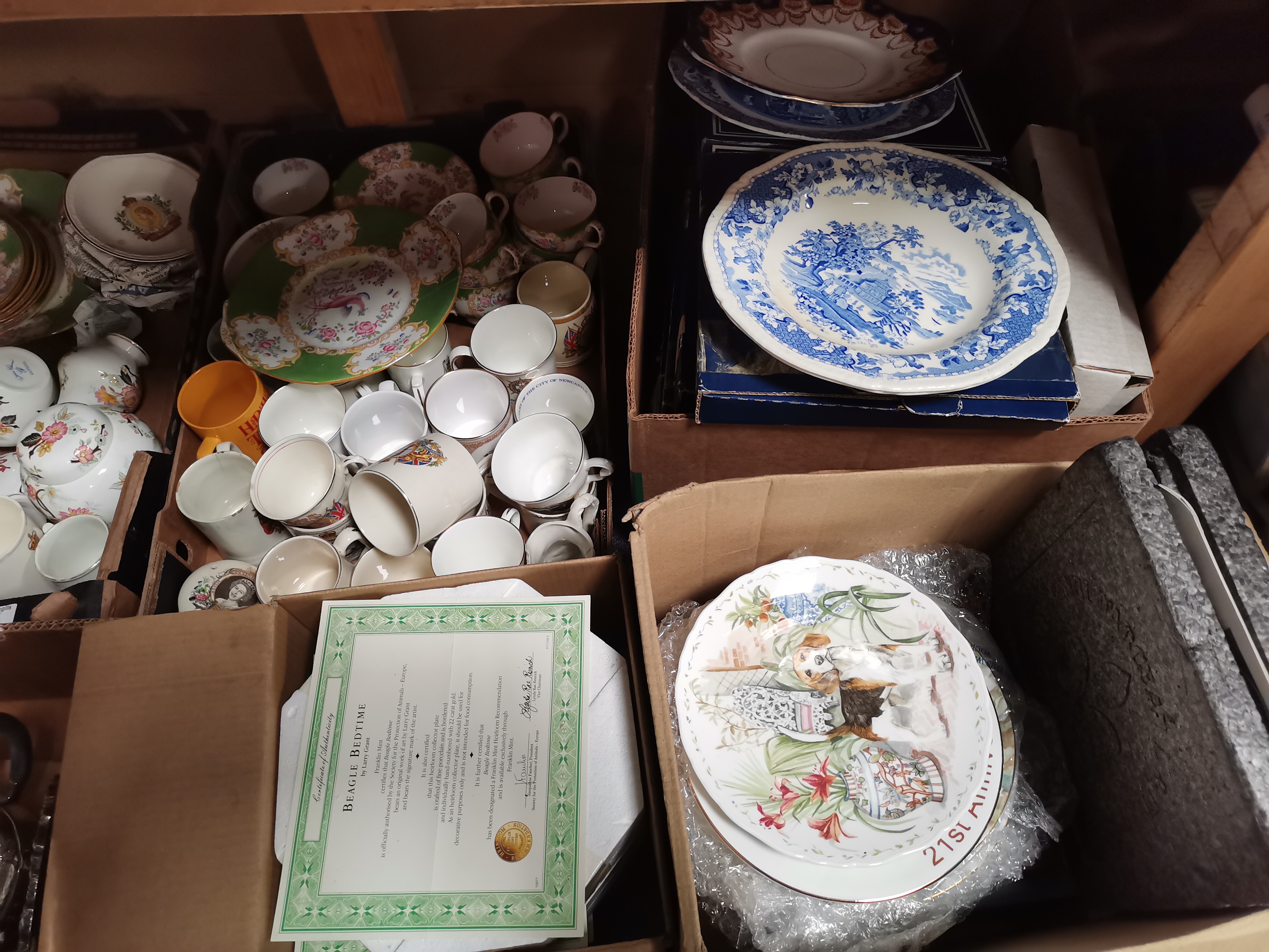 7 x boxes of Coronation items, silver plated items, ltd edt plates, masons china, etc - Image 4 of 4