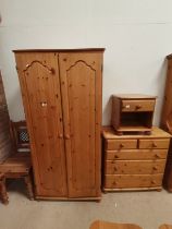 Pine wardrobe, bedside cabinets and matching 4Ht chest of drawers