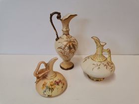 A Royal Worcester blush ivory squat jug, and two others